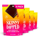 SkinnyDipped Dark Chocolate Salted Caramel Bites, 3.17oz Bags | 4 Pack