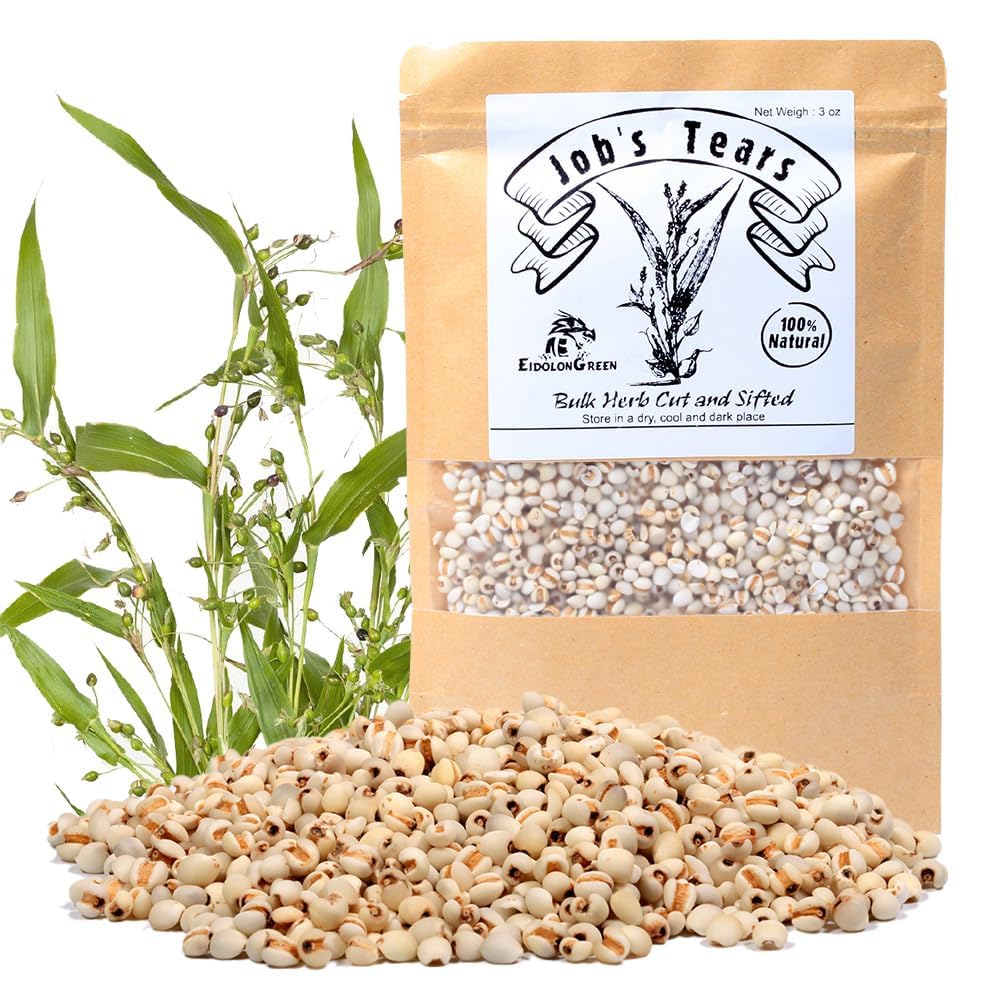 EidolonGreen [China Medicinal Herb] Organic Roasted Job's Tears Tea (Coix/???/Yi Mi Ren) - 100% Natural Dried Bulk Herb, 3oz
