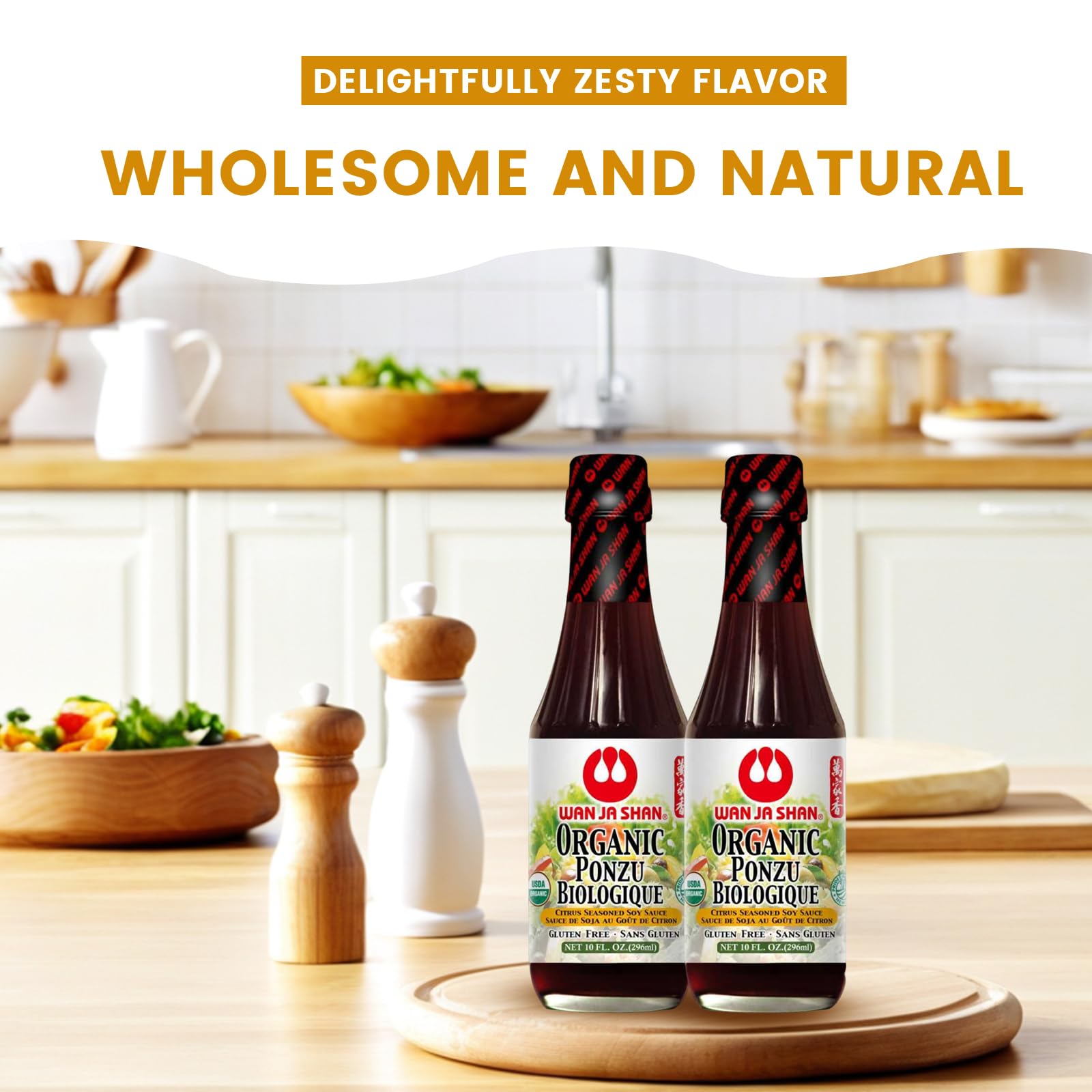 Wan Ja Shan Oragnic Ponzu, Citrus Seasoned Soy Sauce & Dressing. USDA Certified Organic, Gluten Free, Kosher Certified, Handcarfted and Brewed in New