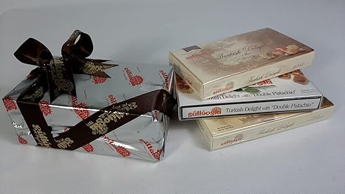 Gulluoglu Assorted Turkish Delight Candy Set, 3 Pack (each pack 250 gr - 8.8 oz), daily fresh shipment from Istanbul/Turkey