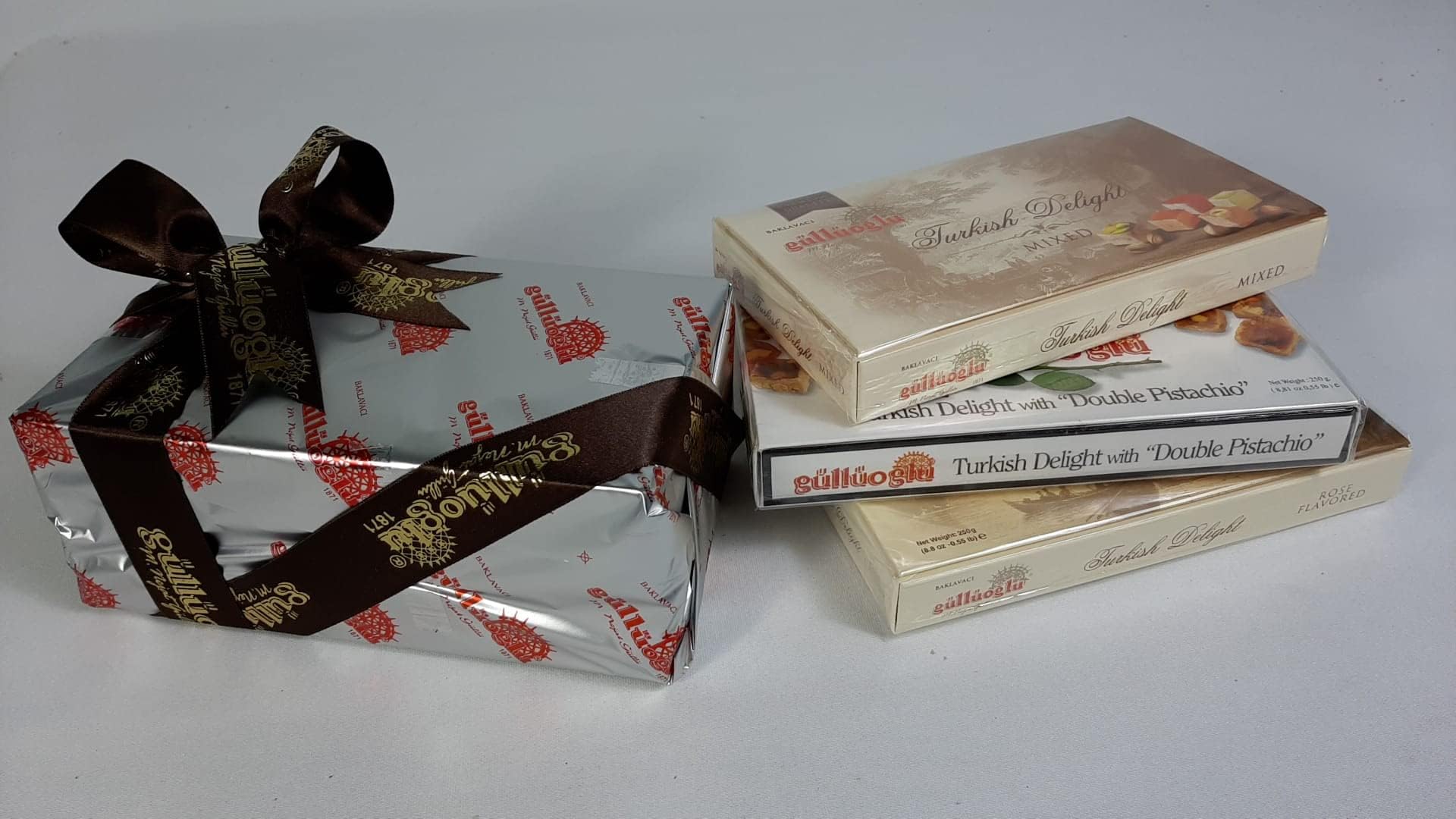 Gulluoglu Assorted Turkish Delight Candy Set, 3 Pack (each pack 250 gr - 8.8 oz), daily fresh shipment from Istanbul/Turkey