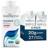 KATE FARMS Organic 1.4 High Calorie Nutrition Shake, Strawberry, 20g Protein, 27 Vitamins and Minerals, Meal Replacement, 11 oz (6 Pack)