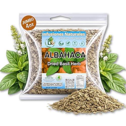Albahaca Seca para Té y Condimento(Dried Basil Leaves - 4 oz (113 g) - 100% Natural, Non-GMO, Vegan - Loose Leaf for Tea & Seasoning - Aromatic