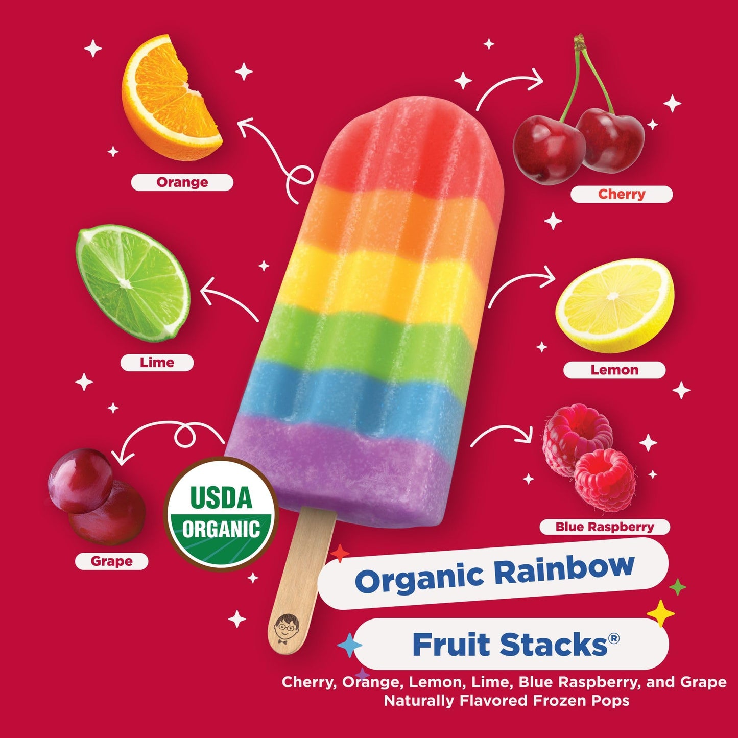 JonnyPops® Organic Rainbow Fruit Stacks Frozen Pops 8ct