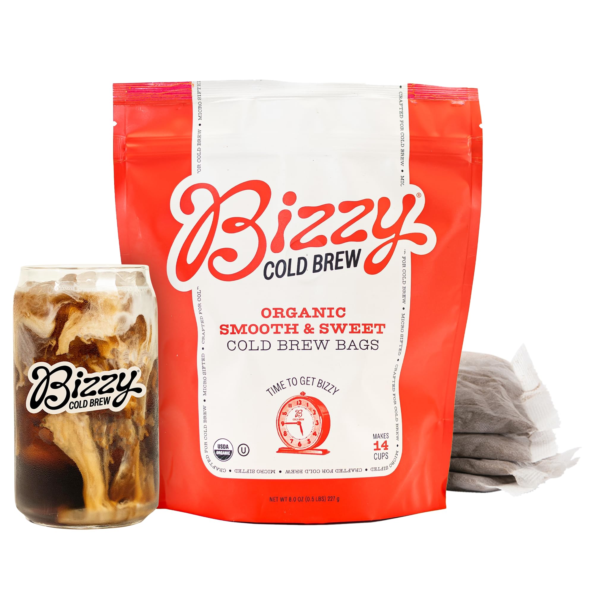 Bizzy Organic Cold Brew Coffee | Smooth & Sweet Blend | Coarse Ground Coffee | Medium Roast | Micro Sifted | Specialty Grade | 100% Arabica | Brew