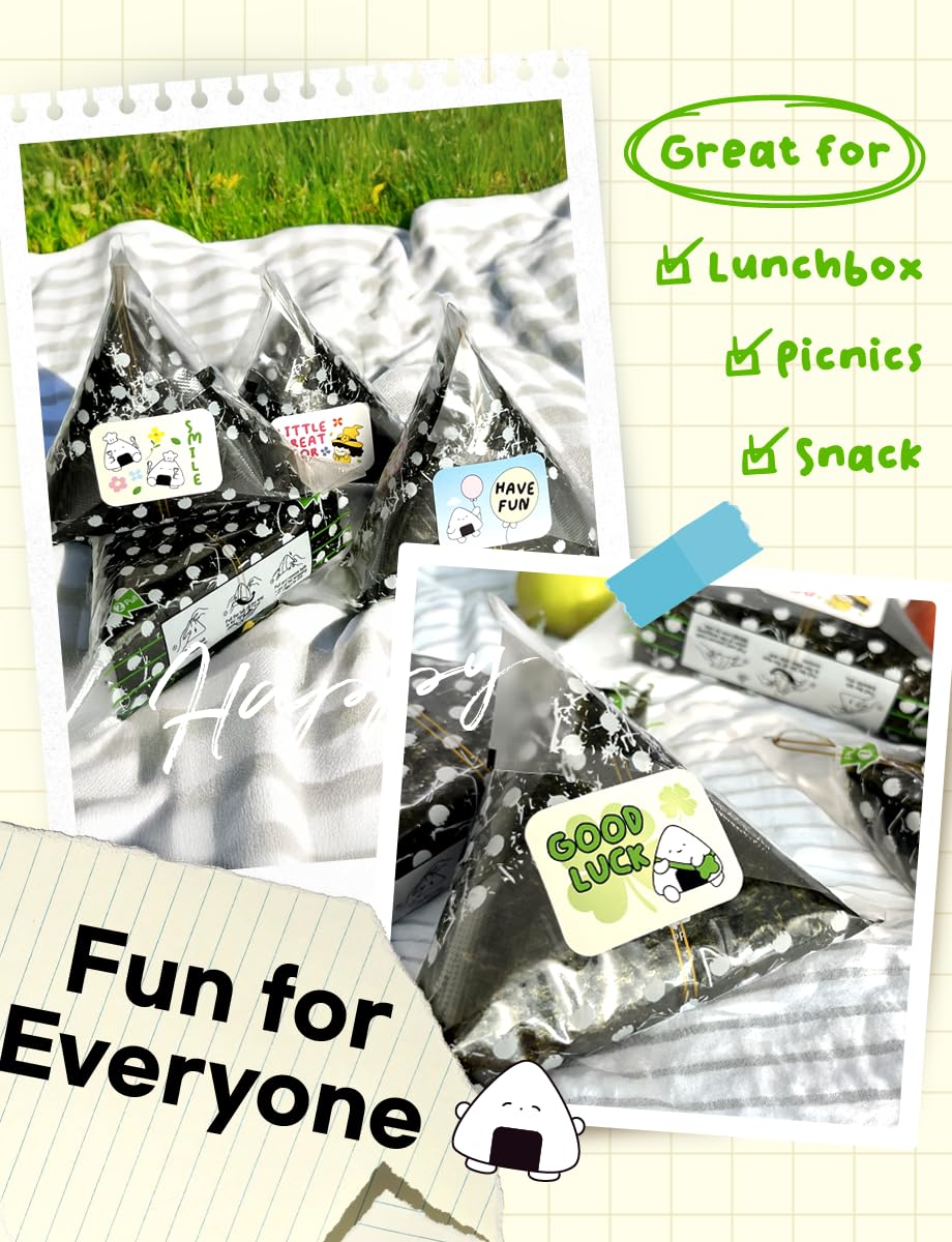 [50 sheets] Nice witch's Seaweed Wrappers for Triangle Rice Ball - Korean Gimbap Nori, Onigiri Sheets for Easy Homemade Cooking
