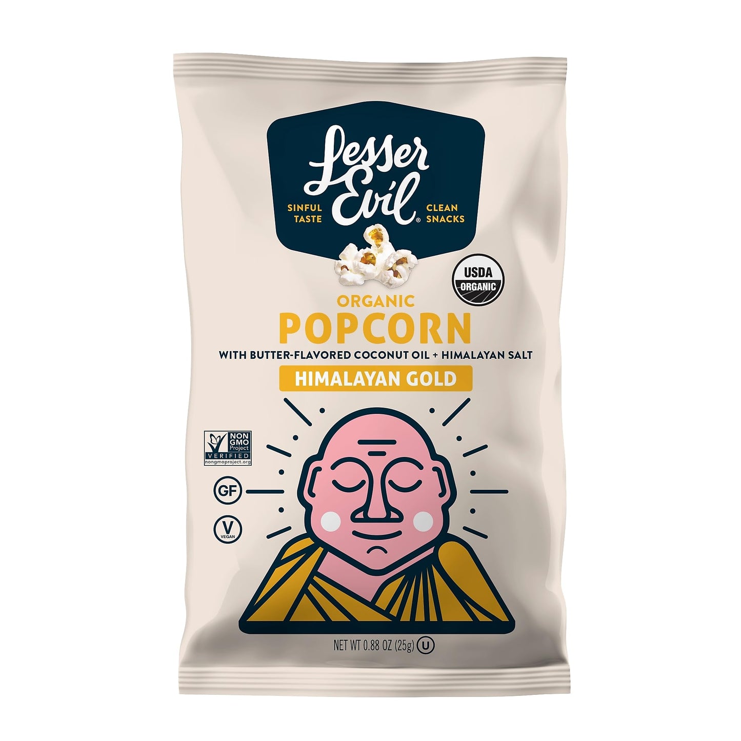 Lesser Evil LSN00691 Organic Popcorn, Himalayan Gold, 0.88 oz., 18/Carton