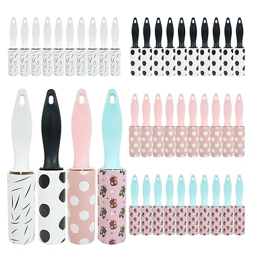 40 Pcs Mini Lint Roller, Lint Roller for Travel Size Sticky Removing Tool House Essentials for Pet Hair Removal Travel Clothes Gifts Bags Furniture