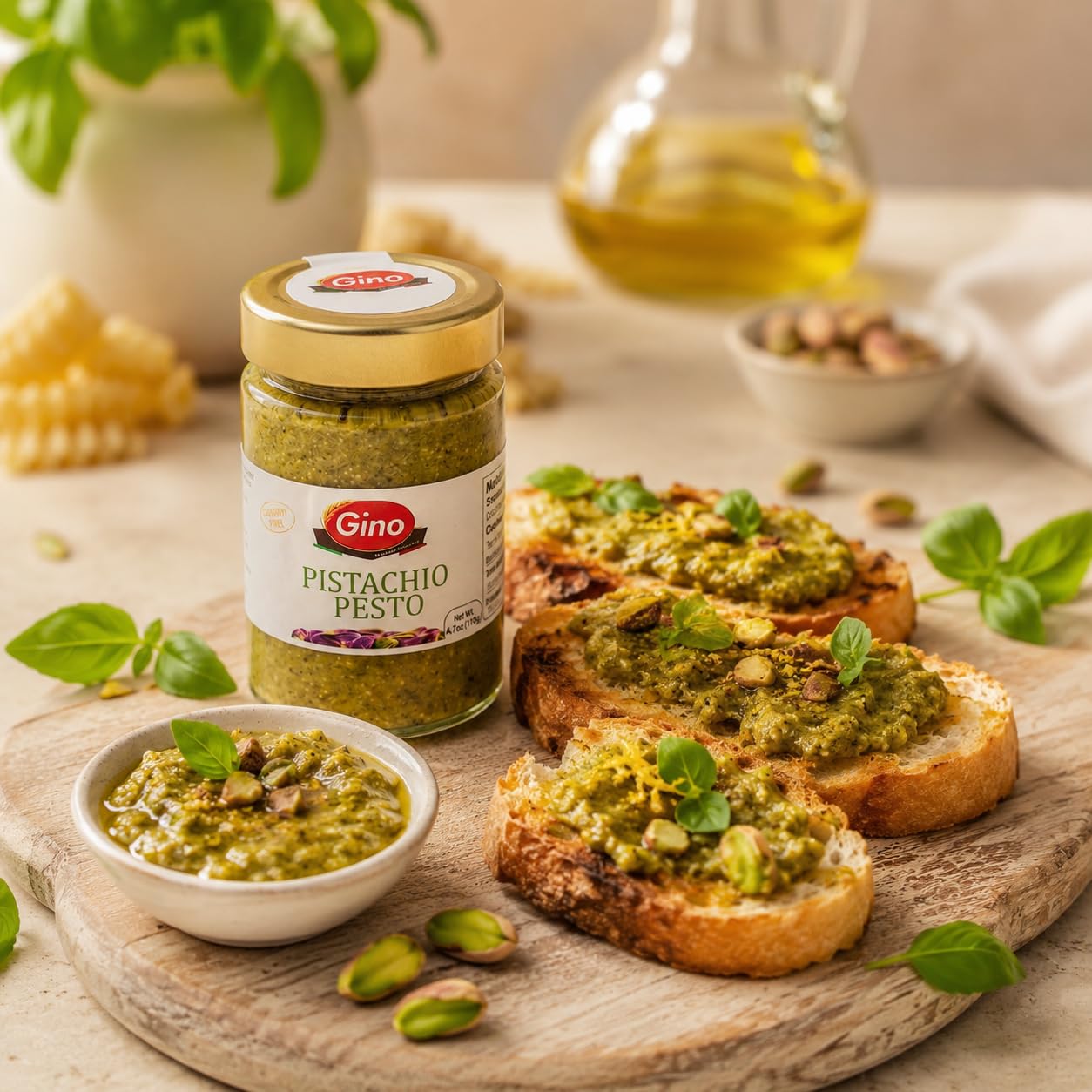 Gino Pistachio Pesto, 6.7 Ounce | Sicillian Pistachio Pesto - Gluten Free