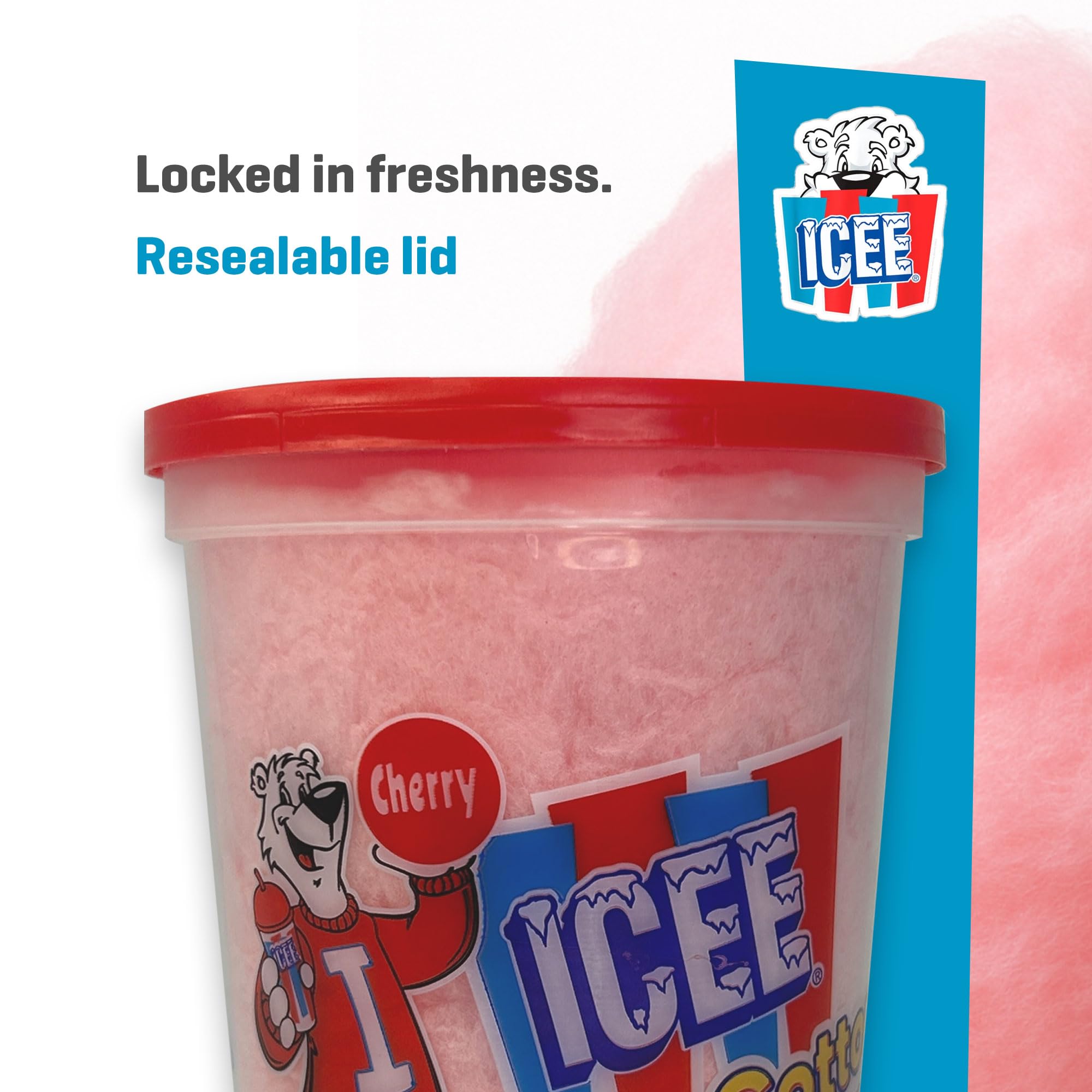 ICEE Cotton Candy - Sweet Carnival Treat, Fluffy & Airy Snack, Perfect for Kids & Adults, Bucket with Handle, Great for Parties, On-the-Go Snacking