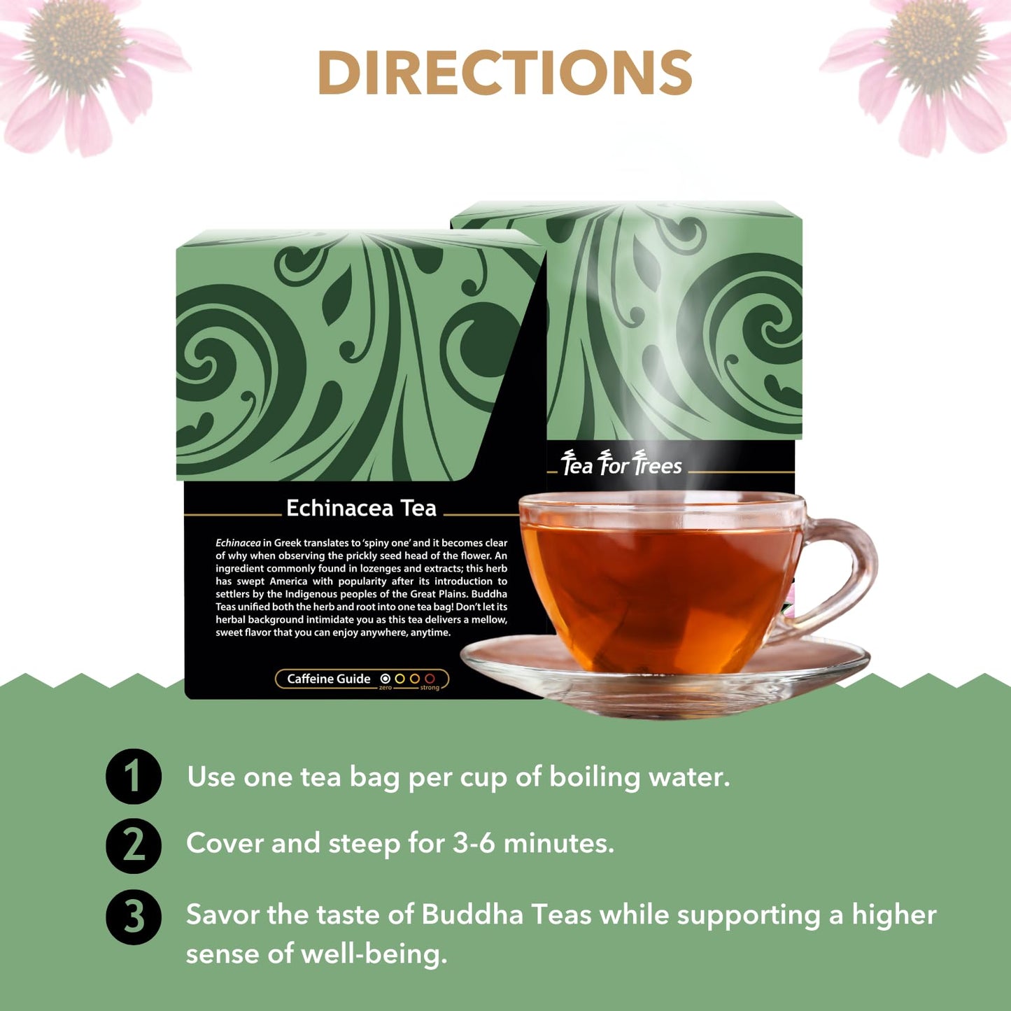 Buddha Teas - Organic Echinacea Tea - Herbal Tea - Immune Boosting - With Antioxidants & Minerals - Clean Ingredients - Caffeine Free - 18 Tea Bags