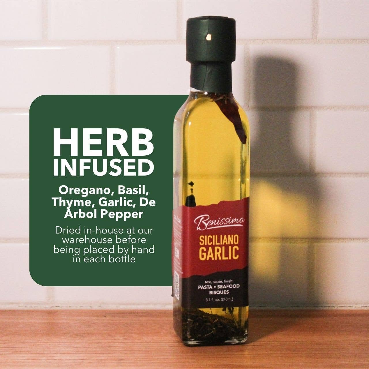 Siciliano Herb Infused Oil, All Natural Gourmet Cooking Oil with Fragrant Mediterranean Herbs, Ideal for Dipping, Roasting, Sautéing, and Drizzling