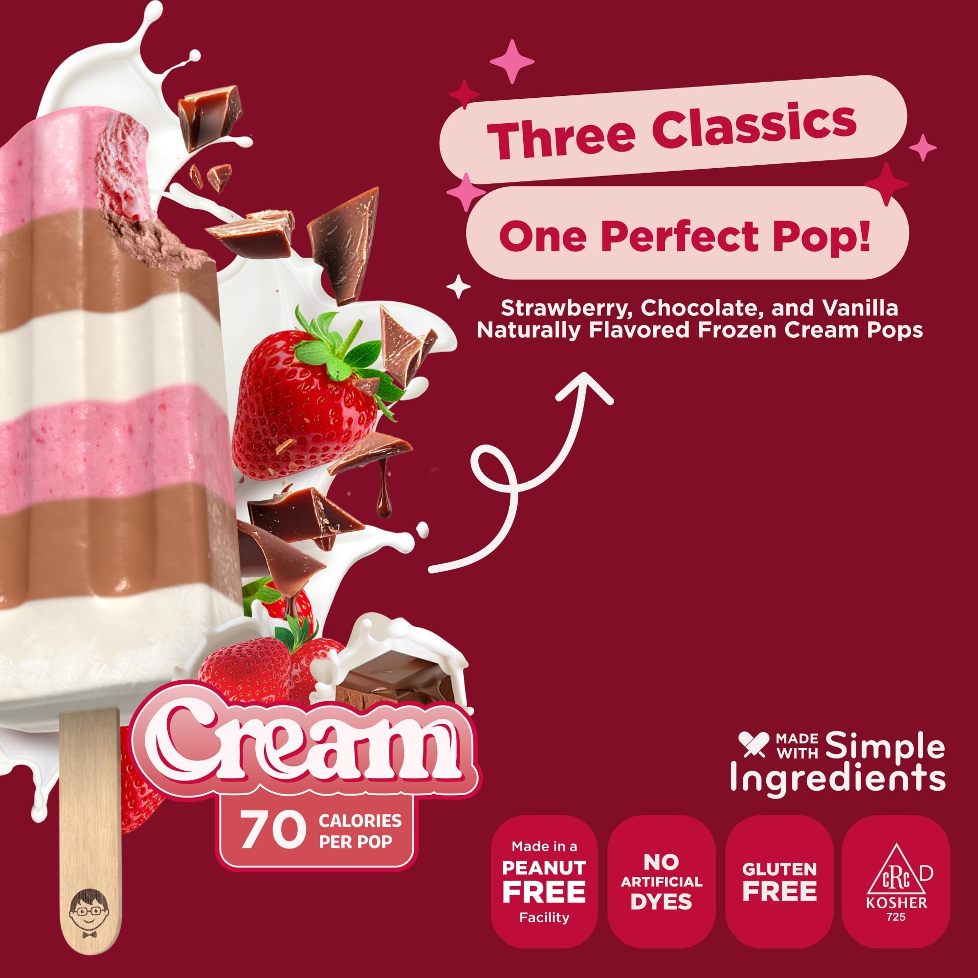 JonnyPops Neapolitan Cream Minis Frozen Pops 6ct