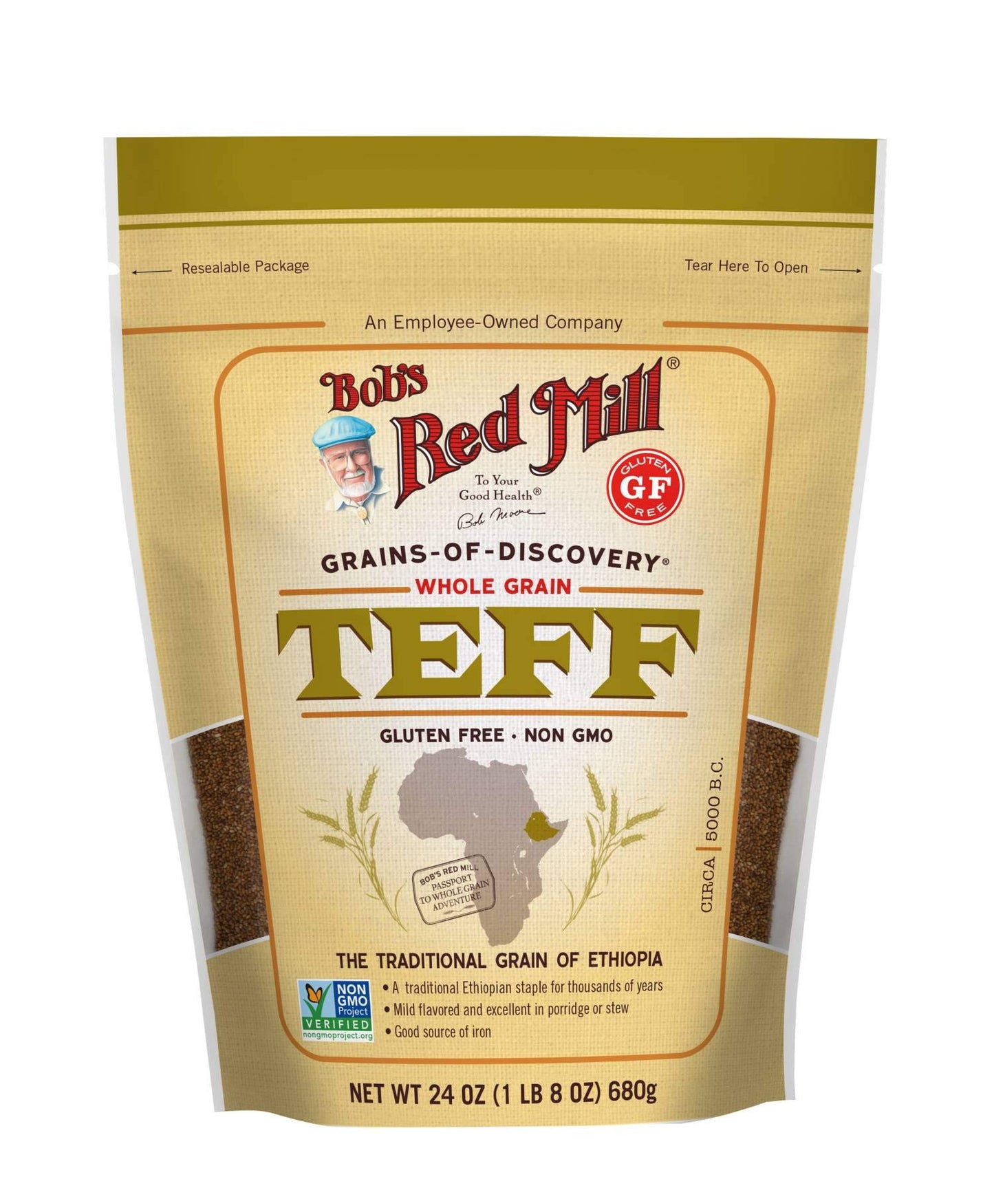 Bob's Red Mill Whole Grain Teff, 24oz (Pack of 1) - Non GMO, Whole Grain, Vegan, Kosher