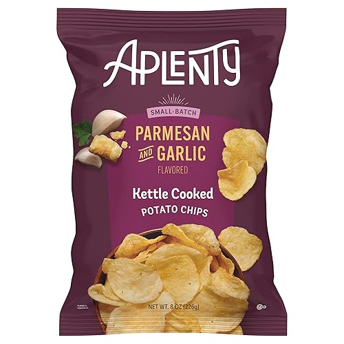 Amazon Brand, Aplenty Parmesan and Garlic Kettle Cooked Potato Chips, 8 Oz
