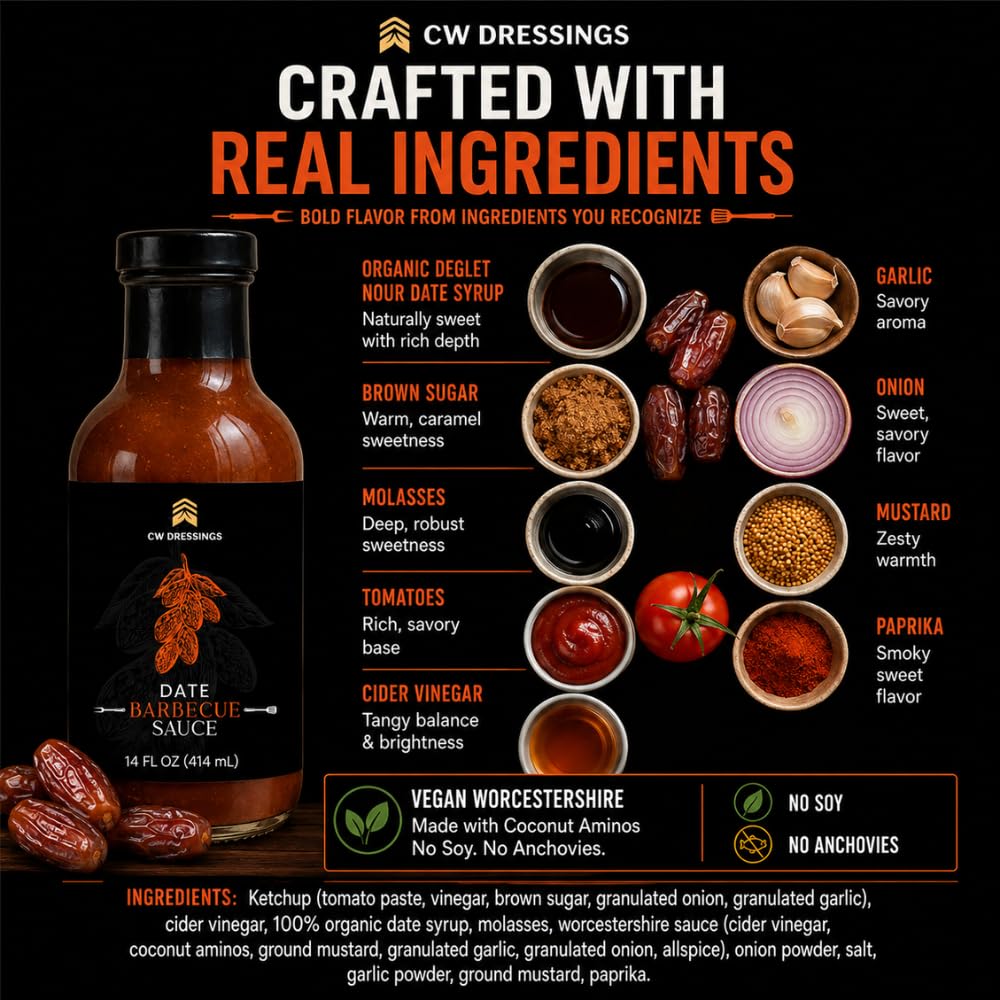 CW Dressings Date-Sweetened BBQ Sauce, Sweet & Smoky, 14 oz