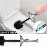 Indecor Home Brushed Nickel Toilet Bowl Brush with Holder, Durable Bathroom Cleaning Tool, Modern Design for Easy Toilet Maintenance, Bathroom Cleaner