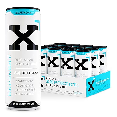 Exponent - Blue Nova Fusion Energy Drink | Pack of 12, 355mL Cans | Cool Berry Flavor with Citrus Notes | Zero Sugar & Sucralose | Naturally Sourced