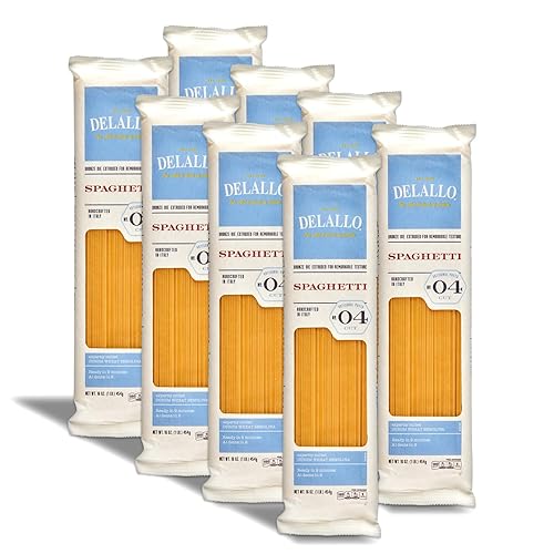 DeLallo Spaghetti Pasta, 1 Pound Bag, 8 Pack, Classic Style, Imported from Italy, Cooks in 9 Minutes, Homemade Recipe, Non-GMO