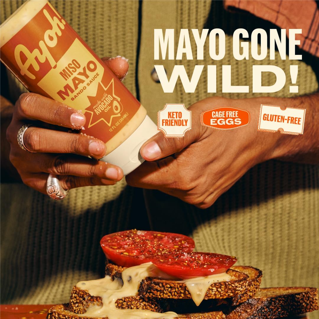 Ayoh! Miso Mayo with Avocado Oil | 12 oz (Pack of 1) | Gluten Free, Non-GMO, Keto Friendly | Ultimate Condiment for Sandwiches, Burgers, Bowls, Dips