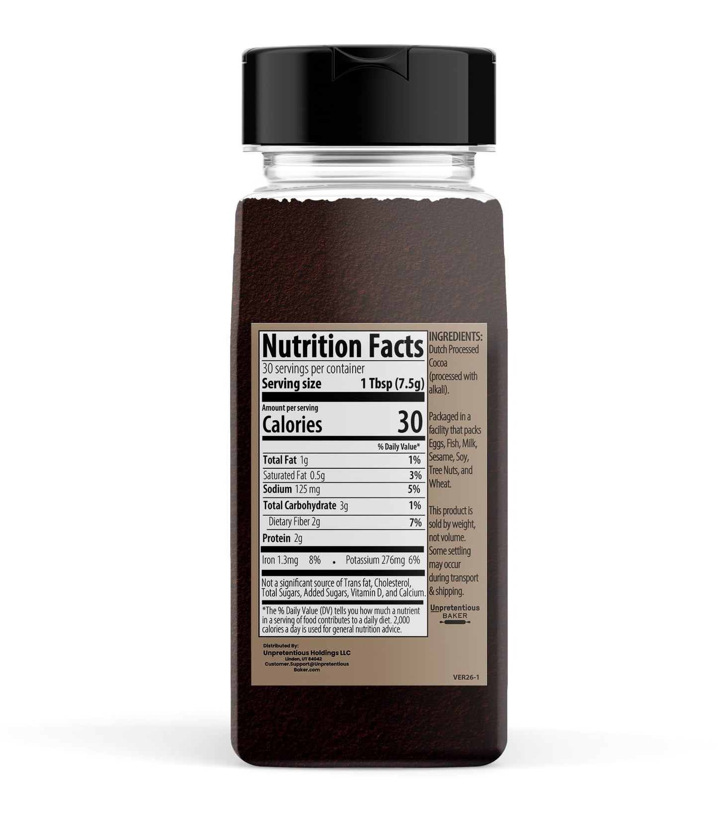 Unpretentious Black Cocoa Powder, Dutch Processed, Cookies & Cakes, Rich & Decadent (8 Ounce)