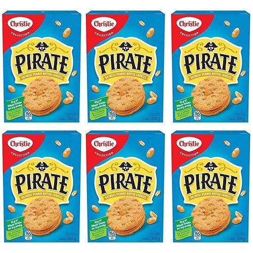 Christie Pirate Oatmeal Peanut Butter Cookies, 300g/10.6oz, 6-Pack, Imported from Canada