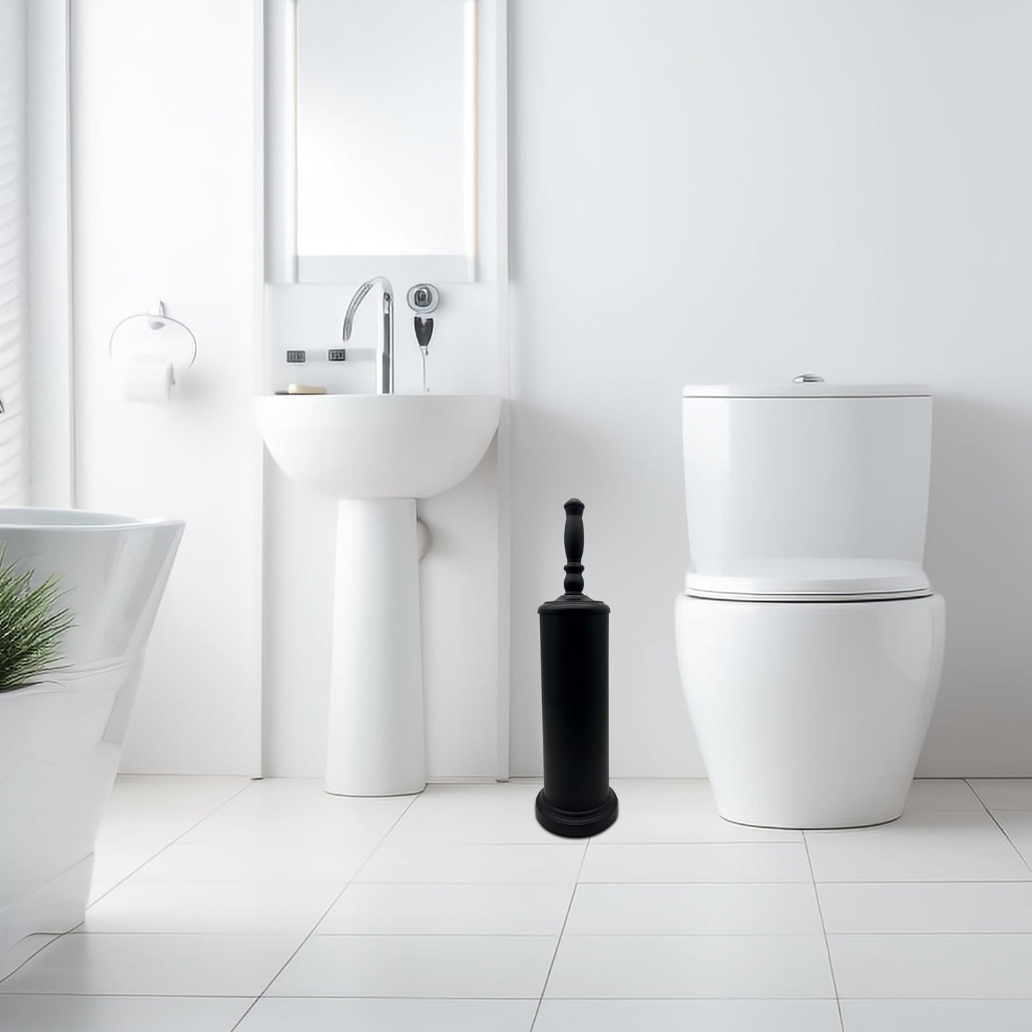 Indecor Home Metal Toilet Bowl Brush with Holder Premium Bathroom Cleaning Set Rustproof Hygienic Durable Elegant Finish