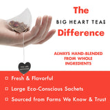 Big Heart Tea Co. Tea Bags - Fiery Masala Chai - Certified Organic, Ayurvedic Herbal Decaf Tea with Small Batch Ground Sweet Herbs and Spices