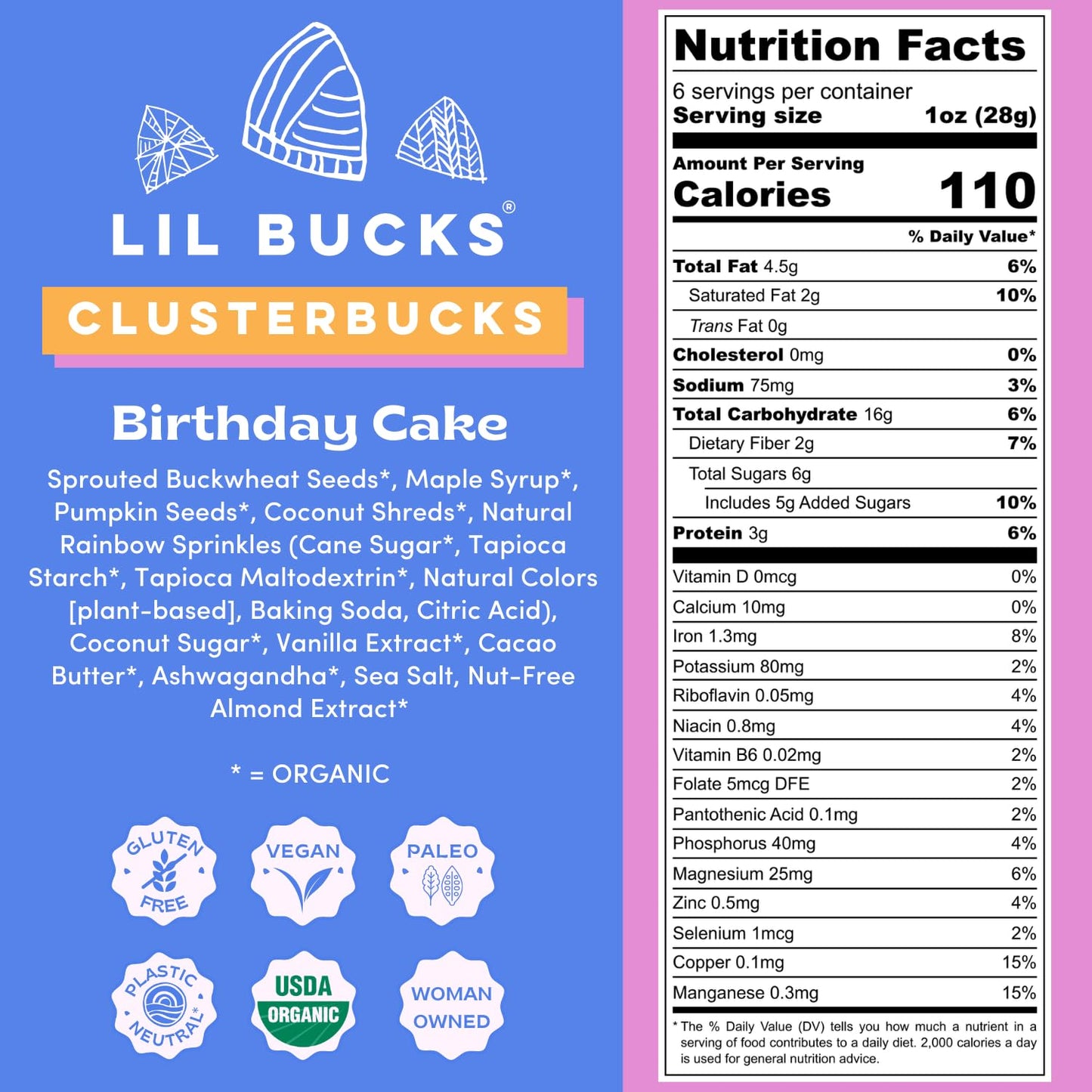Clusterbucks Superfood Clusters - Grain-Free, Keto-Friendly Granola with Regeneratively Grown Sprouted Buckwheat- Gluten-Free, Low-Carb, Organic