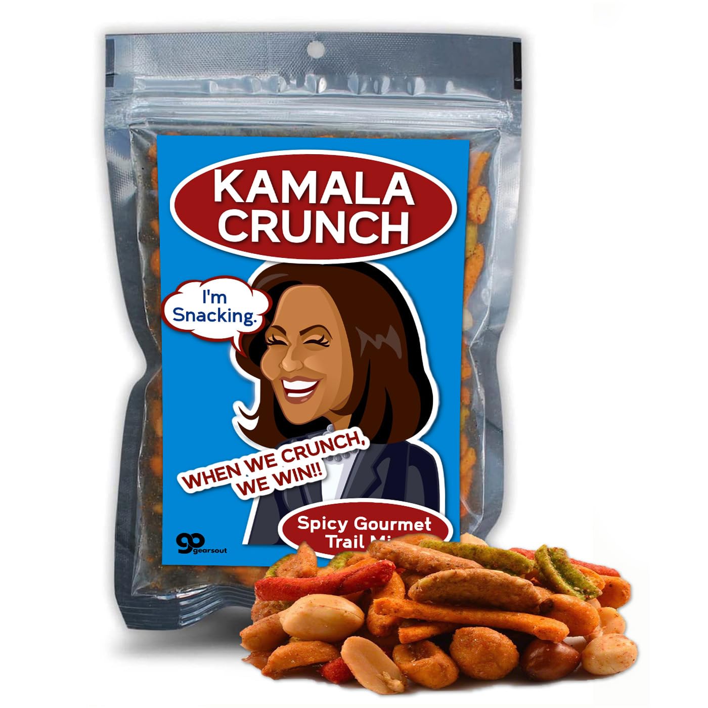 Kamala Crunch Gourmet Trail Mix Election Day Snacks Gift Basket Ideas for Democrats Political Stocking Stuffers Spicy Sriracha Harris Walz 2024