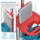 Tethys Flat Floor Mop and Bucket Set for Professional Home Floor Cleaning System with Aluminum Handle/2-Washable Microfiber Pads Perfect Home +