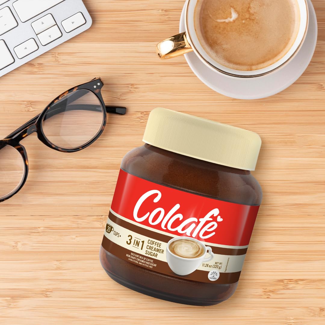 Colcafé 3-in-1 Coffee Mix Jar | Coffee, Cream & Sugar in a Delicious Cup | Cholesterol Free | 100% Colombian Coffee | 13.4 Ounce (Pack of 4)