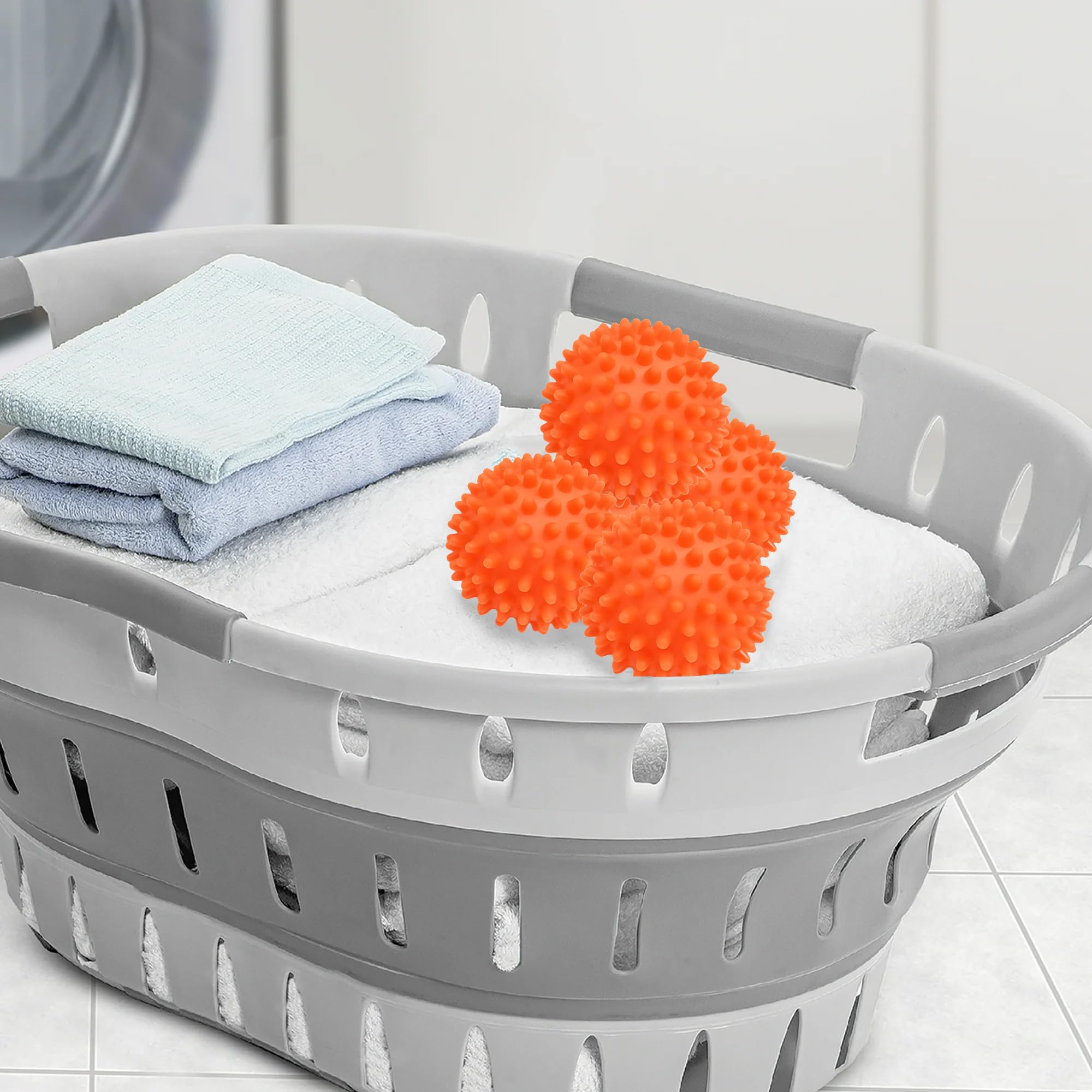 Reusable Orange Dryer Balls - 2.75" Eco-Friendly Fabric Softener Alternative for Laundry - Reduces Drying Time & Static, Softens Clothes Naturally