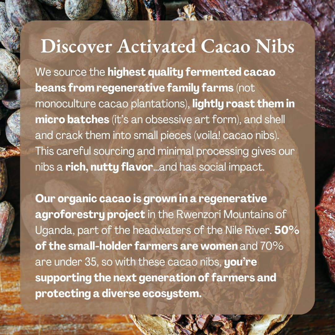 ORA Organic Cacao Nibs, 4oz - Unsweetened, Ethical, Regenerative, Heavy Metals Tested