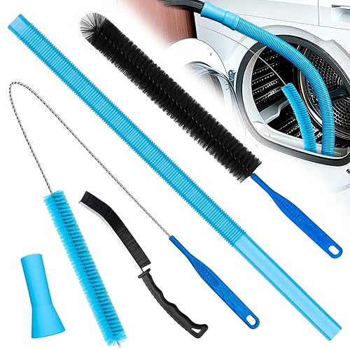 Dryer Vent Cleaner Kit,4 Pieces Dryer Lint Cleaner Vacuum Attachment & Brush Tool-Dryer Vent Cleaning Kit for Front Load,Dryer Lint Trap Cleaner