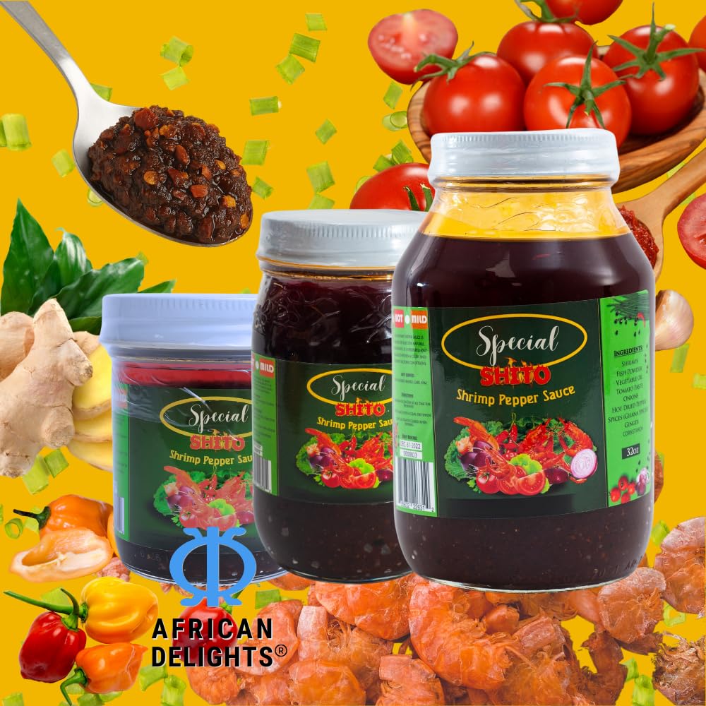 Special Shito |Shrimp Sauce Hot Sauce |Ghana Shito | Premium Blend of Shrimp | Fish Powder |Spices & Hot Dried Pepper (8 oz Mild)