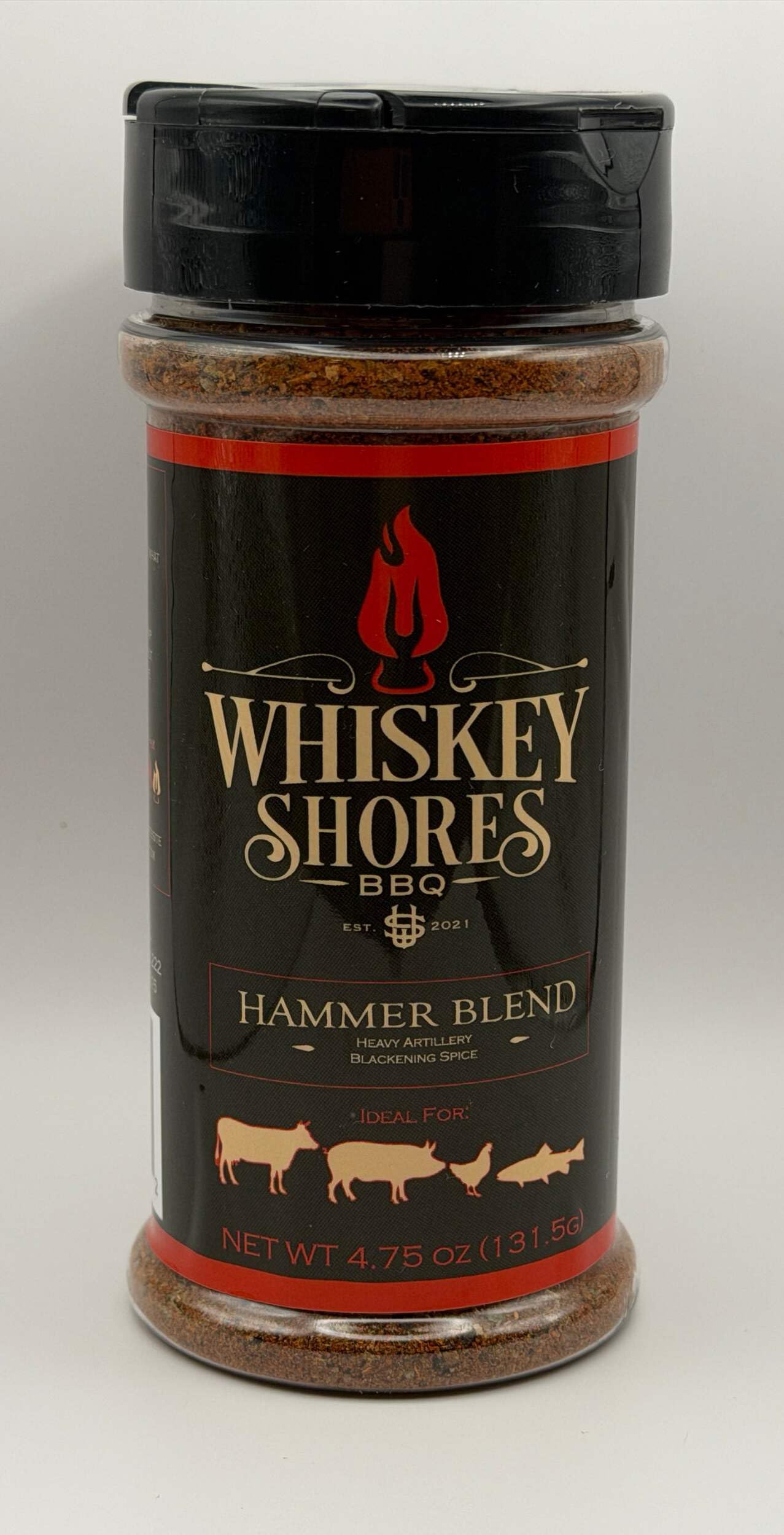 Whiskey Shores Hammer Blend - Cajun Blackening Seasoning for Redfish, Shrimp & Chicken, Cast Iron Creole Spice Rub with Smoky Heat, All Natural, No