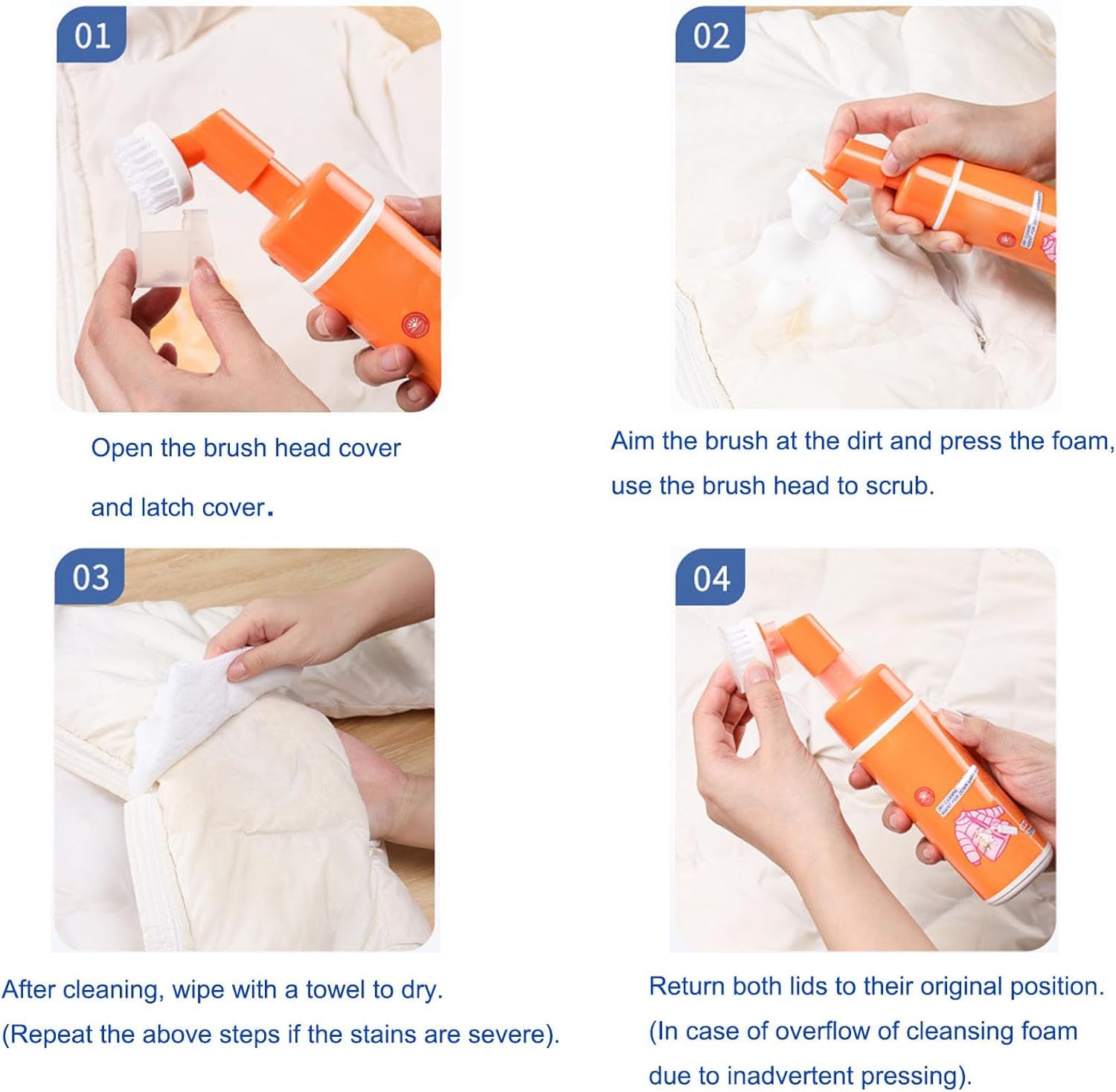 FAFOUR Dry Cleaning Agent with Brush Head for Down Jacket, 160ml Foam Dry Cleaner, Dry Foam Cleaner, Wash-Free Clothing Foam Spray, One Wipe