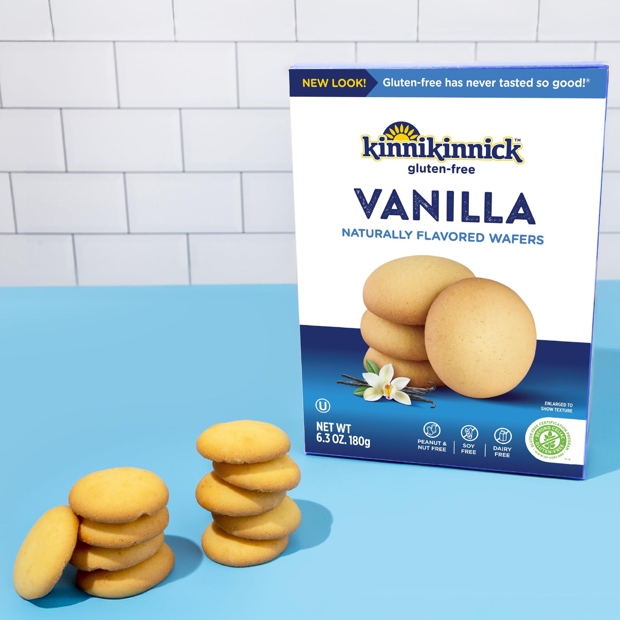 Kinnikinnick Gluten Free Vanilla Wafers, 6.3 oz Box, Allergy Friendly, Dairy Free, Kosher