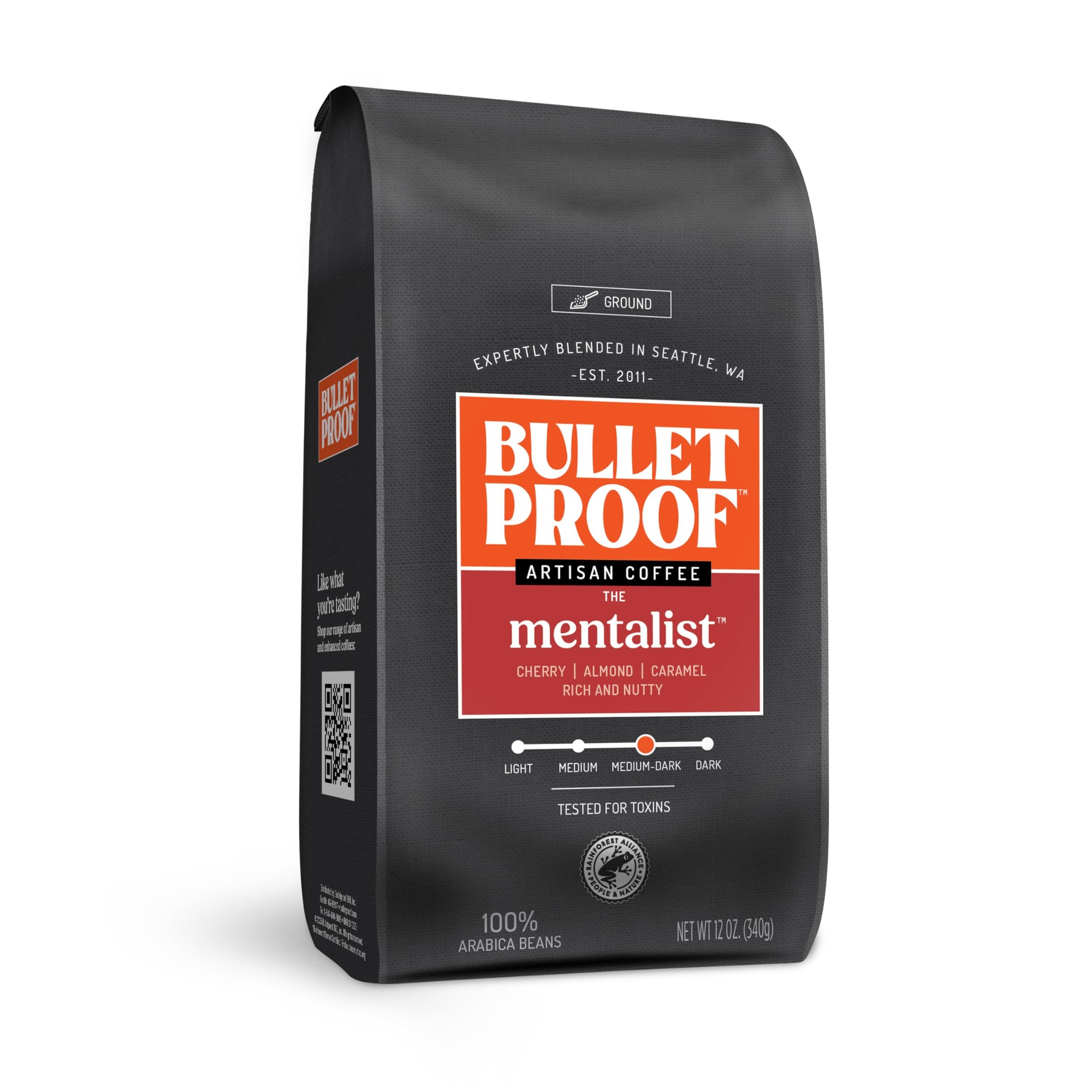 Bulletproof The Mentalist Medium-Dark Roast Ground Coffee, Clean Coffee Tested for Toxins, 12 Ounces
