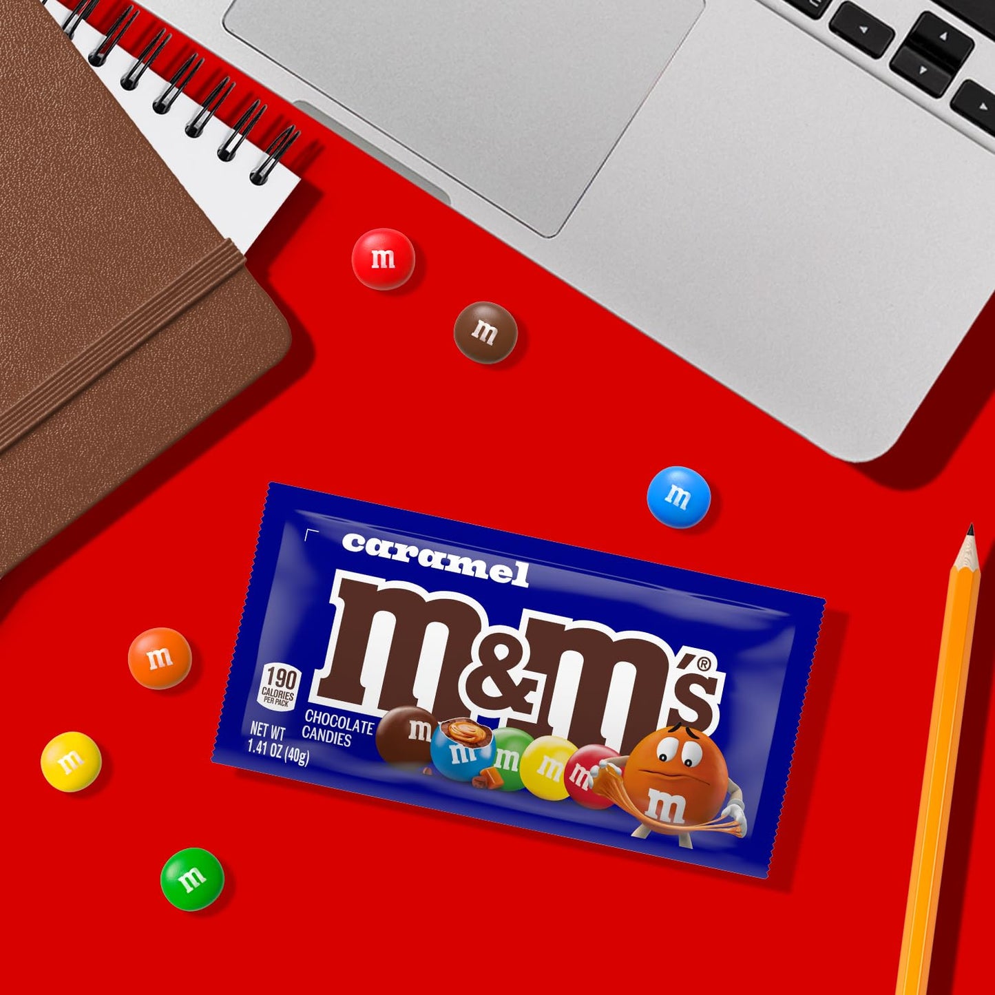 M&M'S Caramel Chocolate Candy, Made with Real Caramel and Milk Chocolates, 24 Count, 1.41 oz Candy Gifts