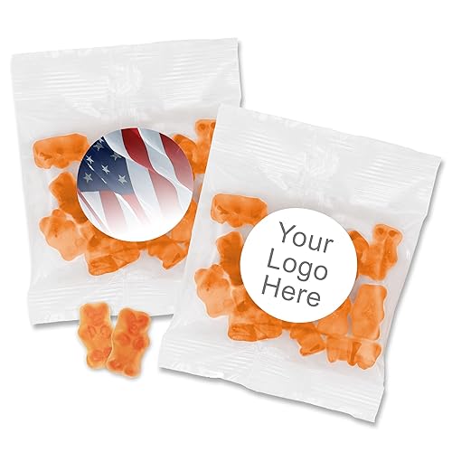 Custom Gummy Bears - Champagne Flavor, Personalized Champagne Gummy Bears Packs - 24 Quantity - $1.80 Each - Promotional Product/Bulk with Your