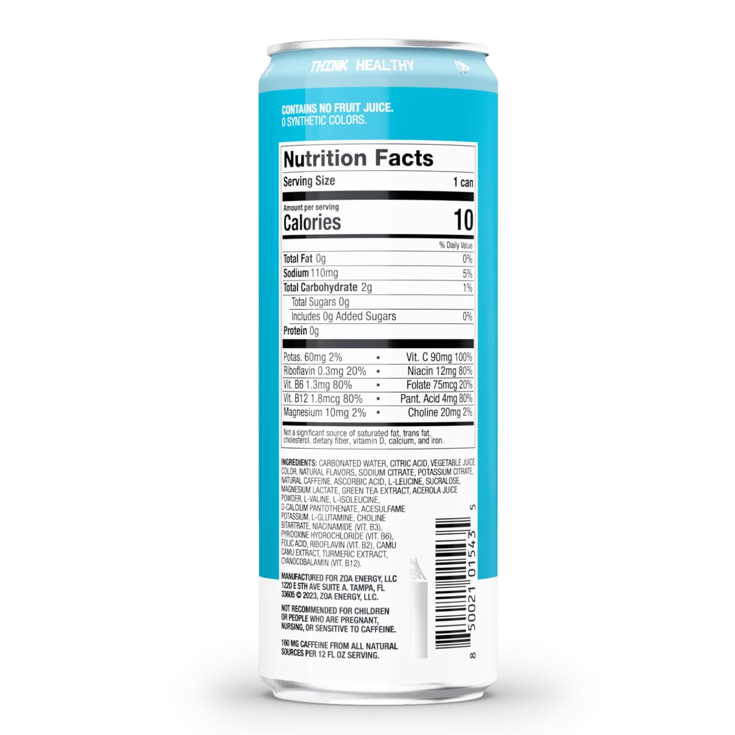 ZOA Zero Sugar Energy Drinks - Tropical Punch | Healthy Energy Formula with Natural Caffeine, Daily Vitamin C, Essential B-Vitamins | Gluten-Free