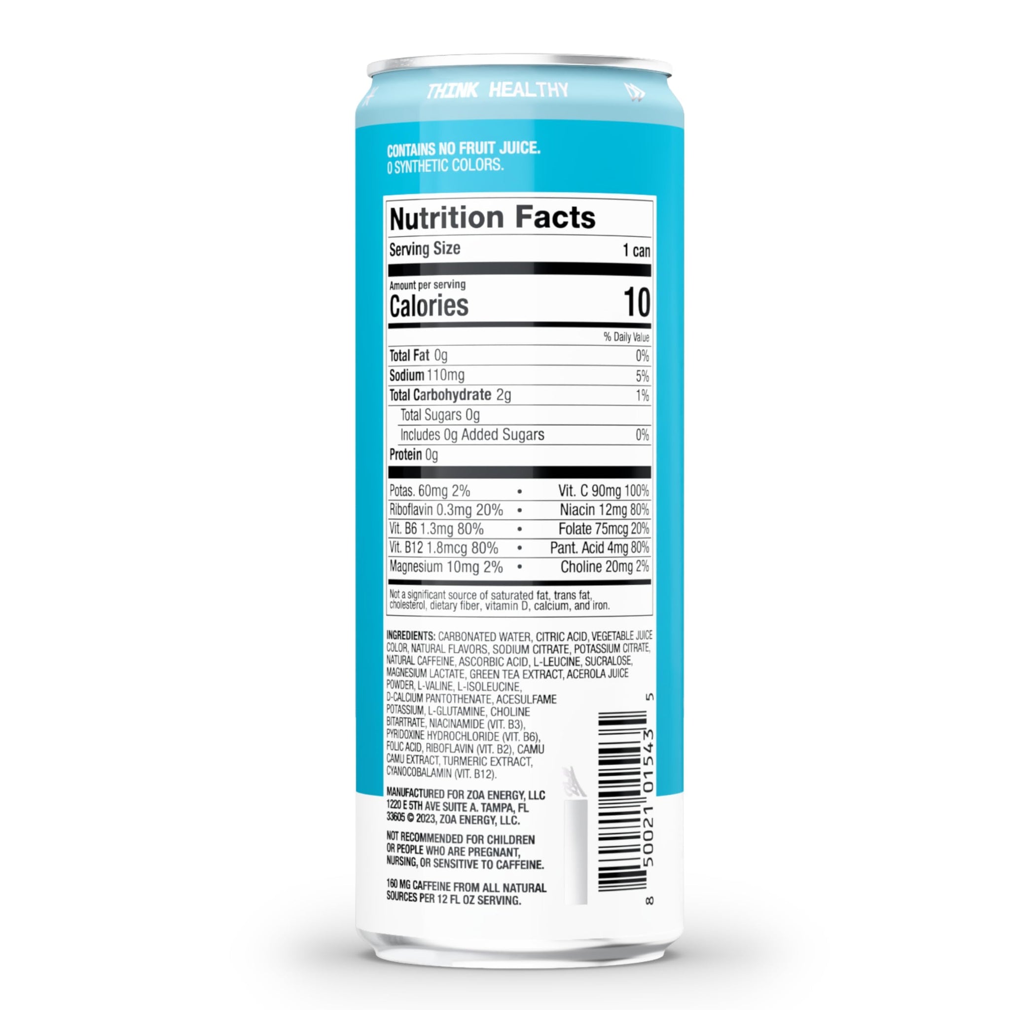 ZOA Zero Sugar Energy Drinks - Tropical Punch | Healthy Energy Formula with Natural Caffeine, Daily Vitamin C, Essential B-Vitamins | Gluten-Free