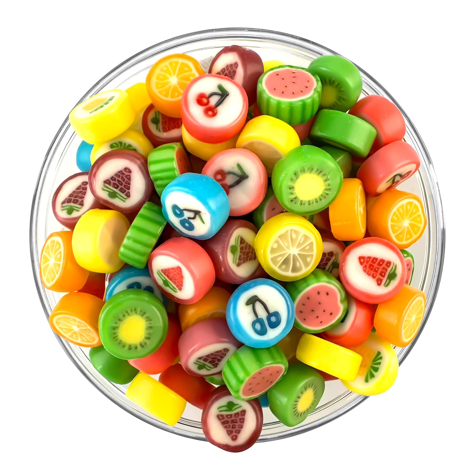 Lucky Boys Fruit Slices Candy Hard Candy Bulk 1 lb Bag of Individually Wrapped Small Candy Variety Fruity Flavors Great for Office, Reception, Buffet