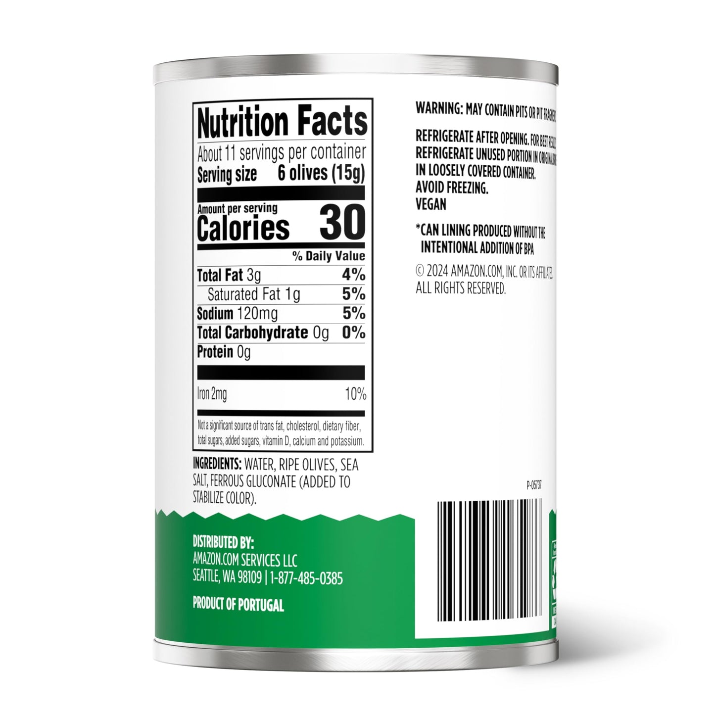 Amazon Grocery, Pitted Ripe Olives, Small, 6 Oz