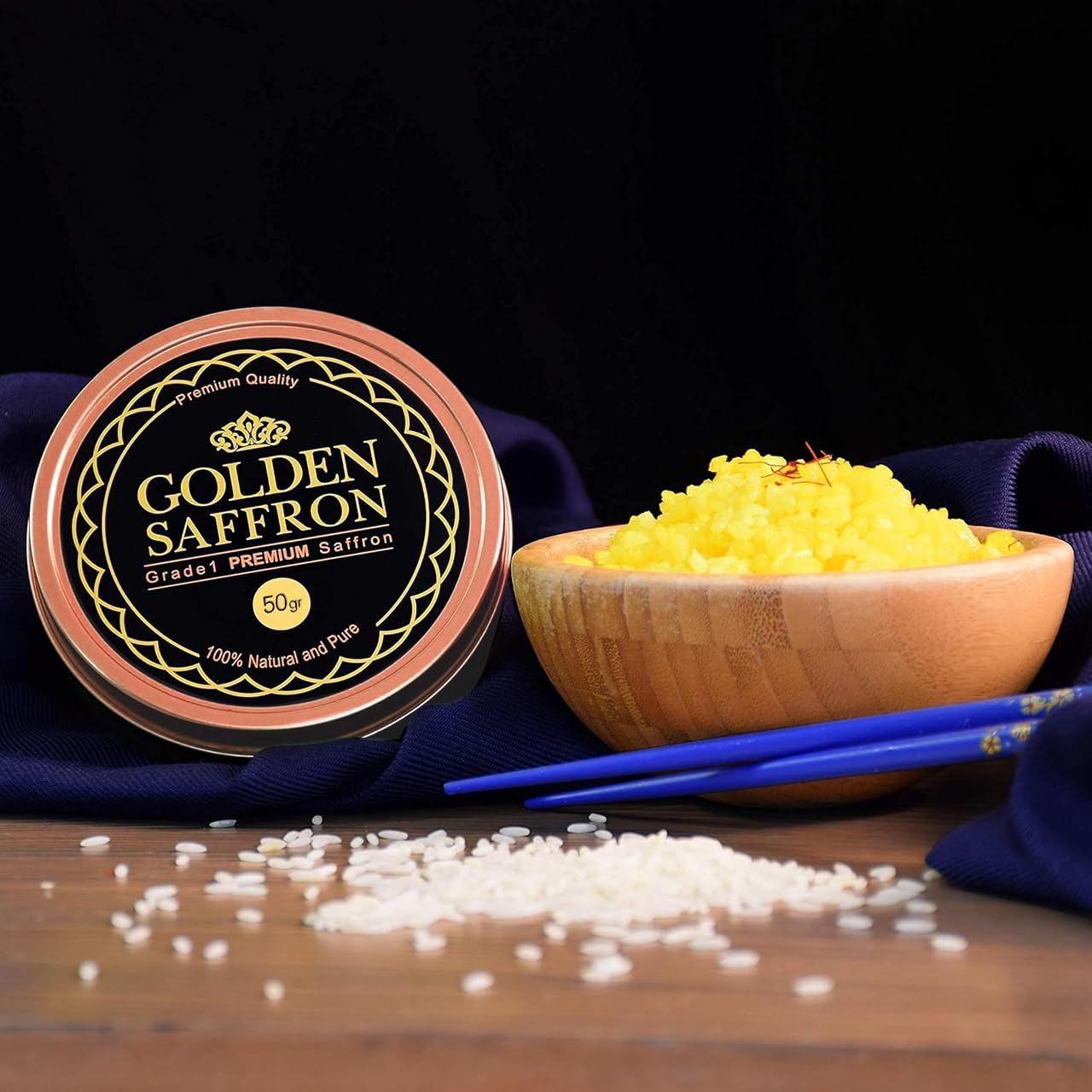 Golden Saffron, Finest Pure Premium All Red Saffron Threads, Grade A+ Super Negin, Non-GMO Verified. For Tea, Paella, Rice, Desserts, Golden Milk