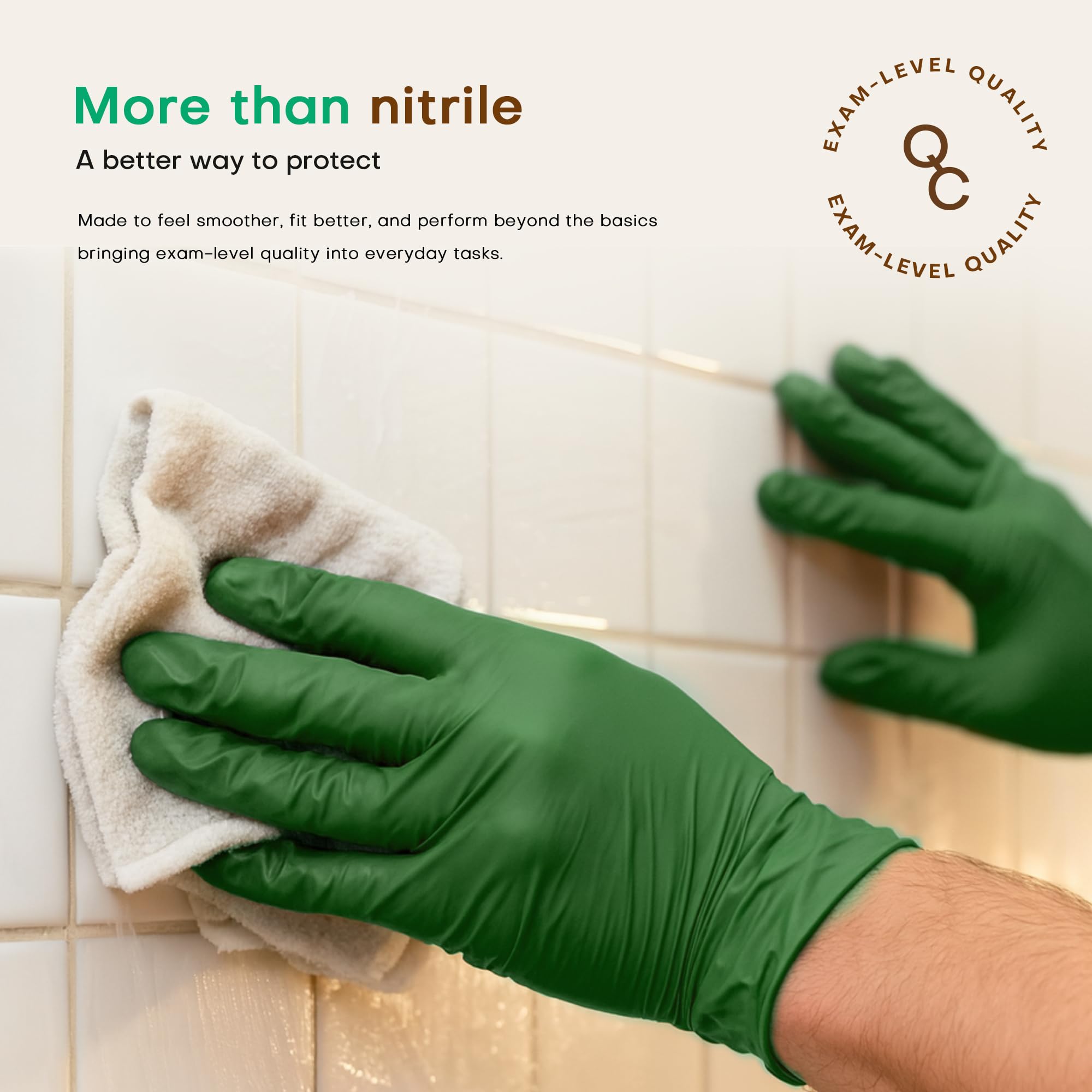 SUP Nitrile Exam Gloves, Powder-Free Latex-Free Food Safe Cooking Cleaning Disposable Medical Glove, Moss Green, 1000 Pcs (Large)