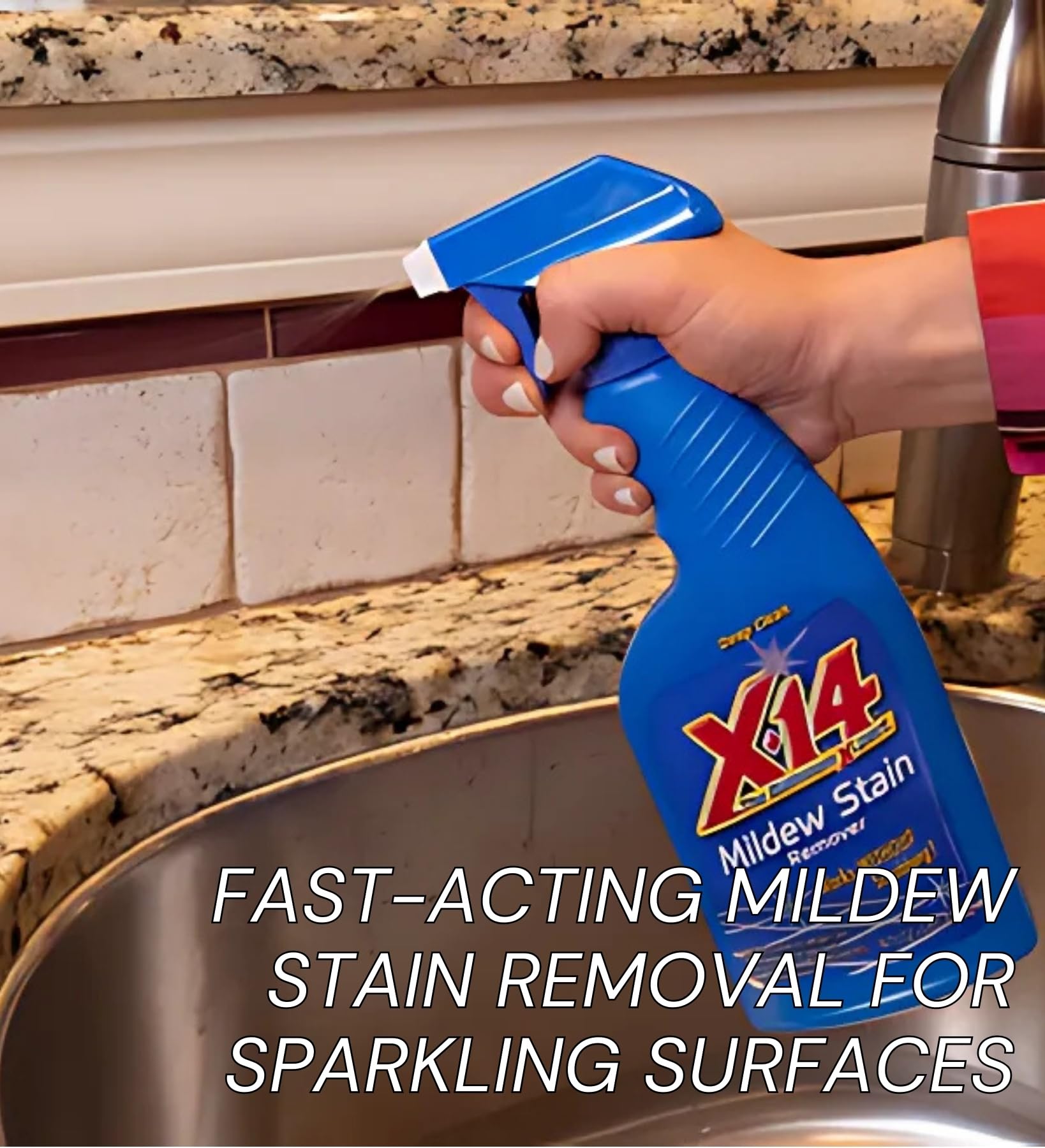 Malco X-14 Mildew Stain Remover Spray 1 qt Bundle with Microfiber Cloth - Fast-Acting Mold and Mildew Cleaner for Grout, Tile, Vinyl, Plastic, Boats