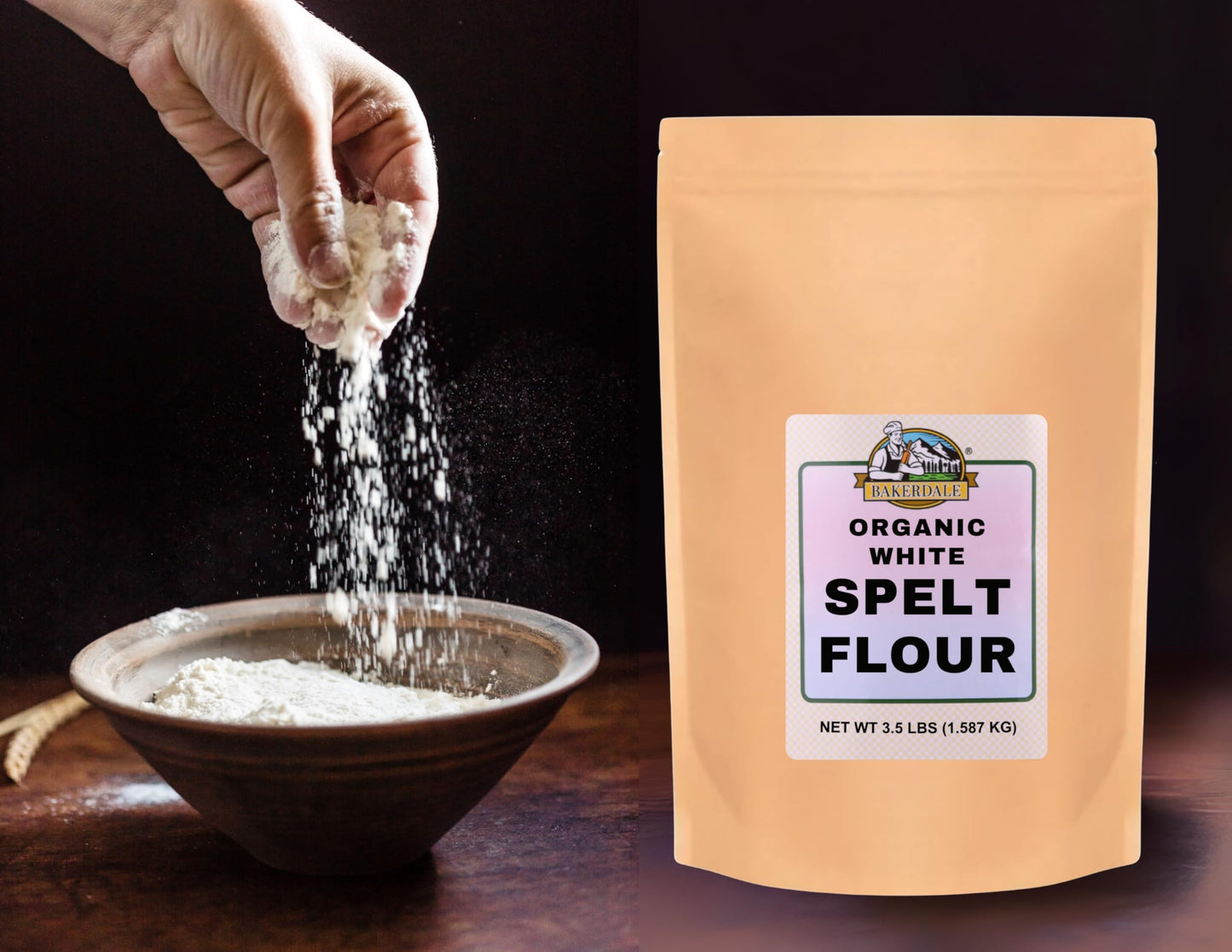 Bakerdale White Spelt Flour, 3.5 Pounds, Kosher Certified